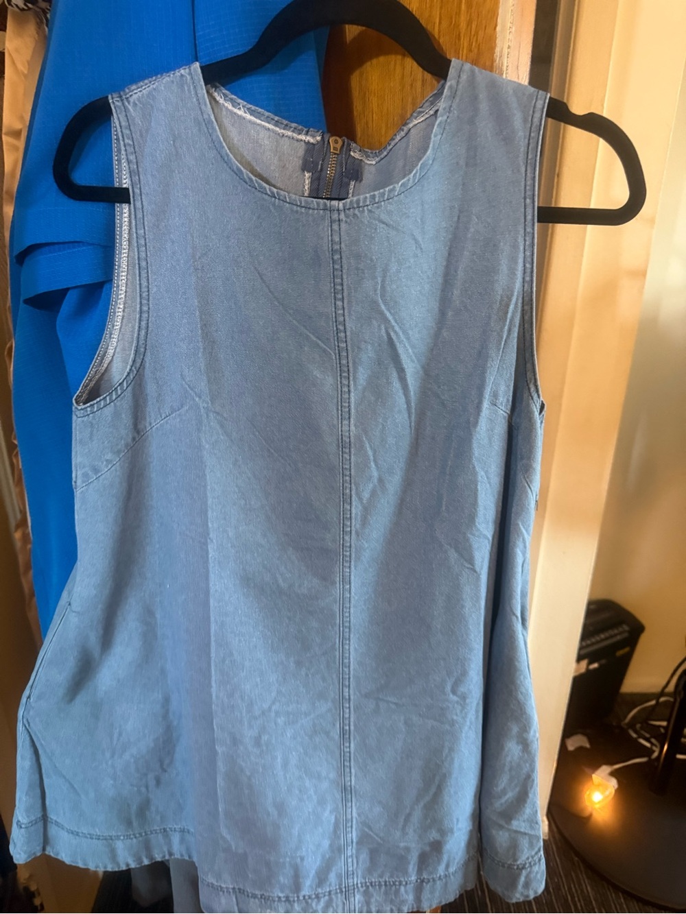 Light Blue Sleeveless Denim Short Dress
